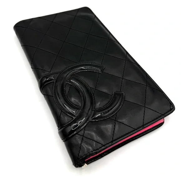 Chanel Cambon Ligne Long Wallet Black Lambskin Pink Series 10 w/ Holo, Auth Card - Picture 6 of 16